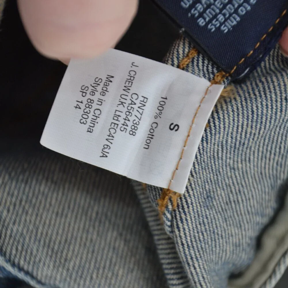 J. Crew Indigo Denim Trucker Jacket Light Wash S Distressed Jean Vintage Blue